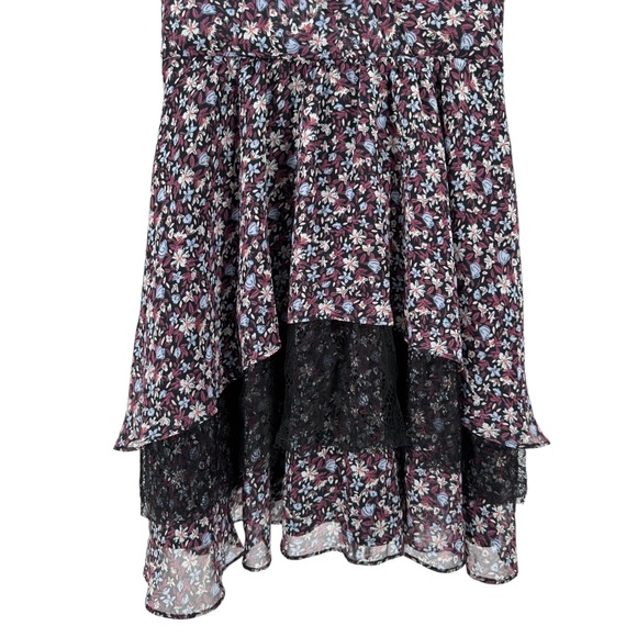 BCBGeneration Floral Sleeveless Tiered Ruffle Lace Inset Dress size 2 - Picture 6 of 13